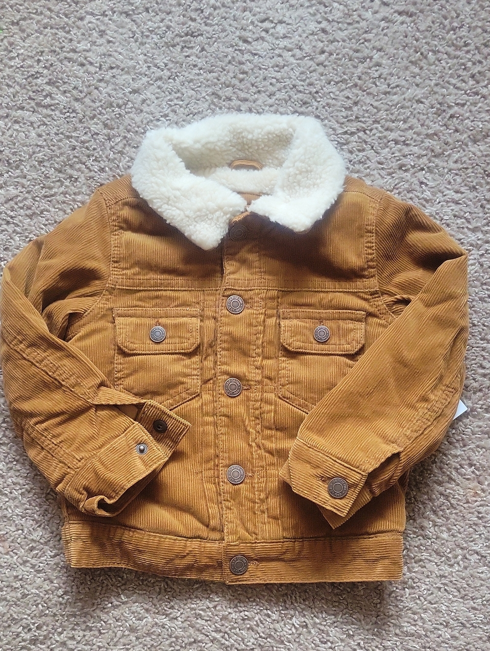 GAP Todders Corduroy Jacket with Cream Sherpa Collar - Tan Sz 3